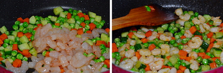 豌豆虾仁炒饭步骤5-6